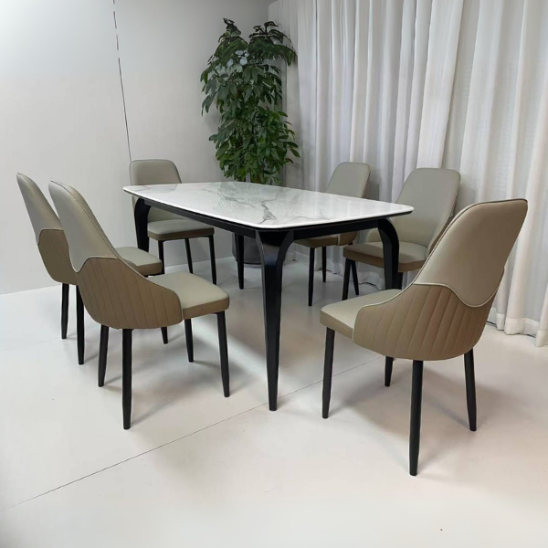 ชุดโต๊ะอาหาร 6 ที่นั่ง WISDOM DESIGN FURNITURE รุ่น JACINE 160 ซม. สีขาว_1